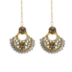 Mominos Fashion Johar Kamal Gold-Plated Brass Finish Long Necklace For Women (Golden/Grey) - Distacart