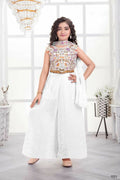 Traditional Designer Fandy Silk White Ethnic Fusion Wear - Anbazaar - Distacart
