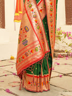 Shree Shyam Fashion Silk Blend Dark Green Saree - Distacart