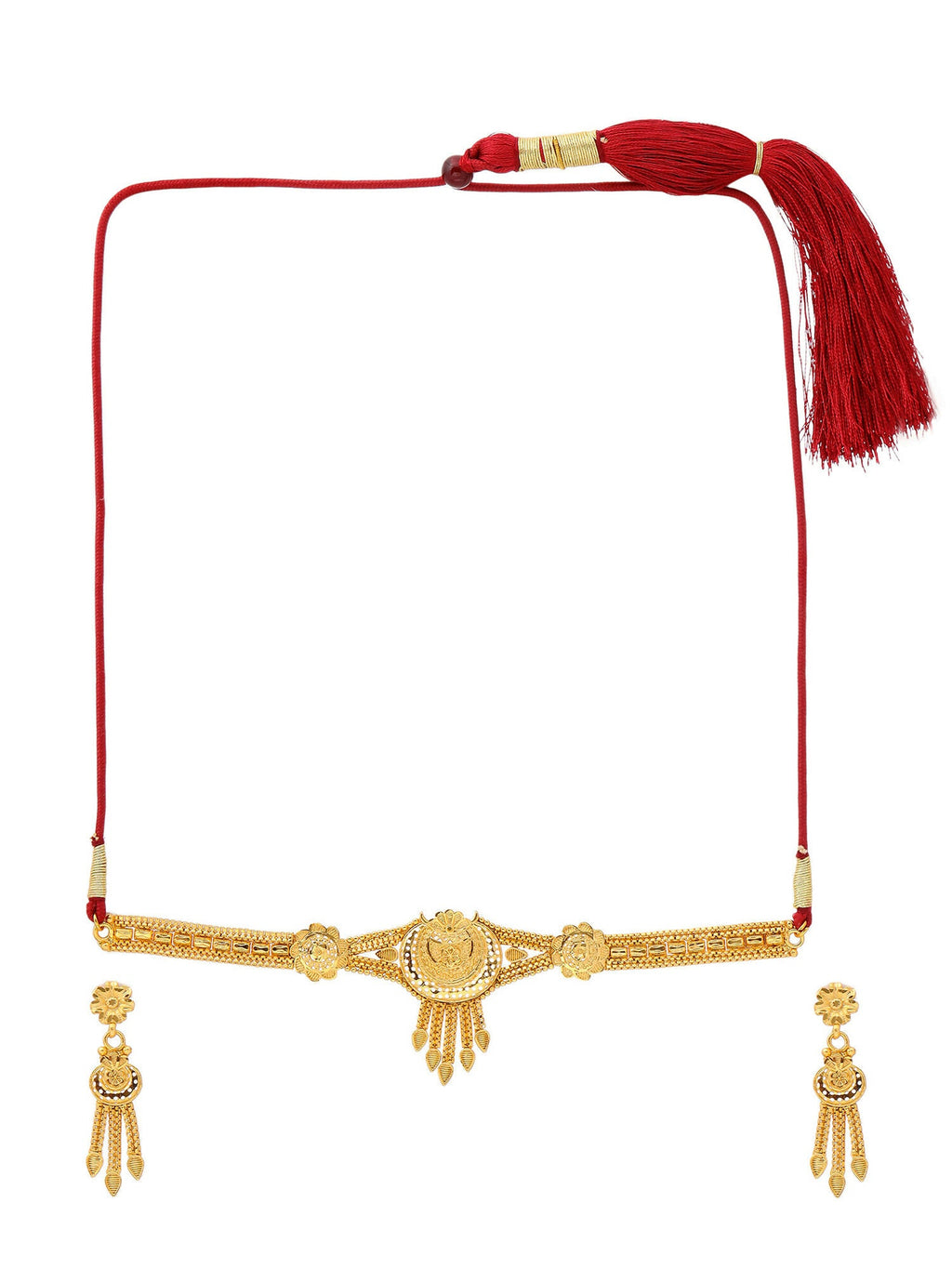 Ruby Raang Golden Choker with Earrings