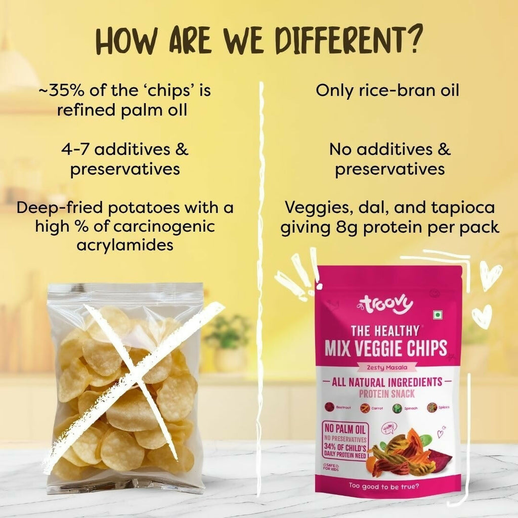 Troovy Healthy Masala Vegetable Chips Tasty & High Protein Snacks - Distacart