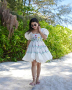 The52 Women's Gorgeous Pure Cotton Fabric Puff Sleeve with Flare Dress - Distacart