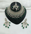 Joban Fashion Women Green Stone Work Necklace Set - Distacart