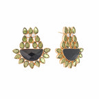 Nuyug 22K Gold Plated Dark Crystal Studded Contemporary Floral Shaped Stud Earrings - Distacart