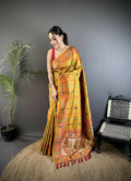 Joban Fashion Golden Yellow Banarasi Soft Silk Woven Saree - Distacart
