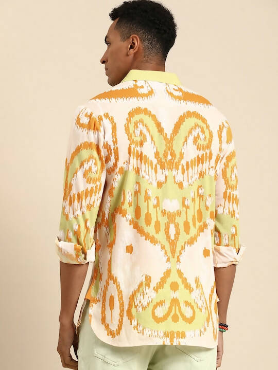Off White Men Pure Cotton Relaxed Opaque Printed Casual Resort Shirt - Mahotsav