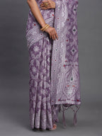 Shree Shyam Fashion Linen Cotton Violet Saree - Distacart