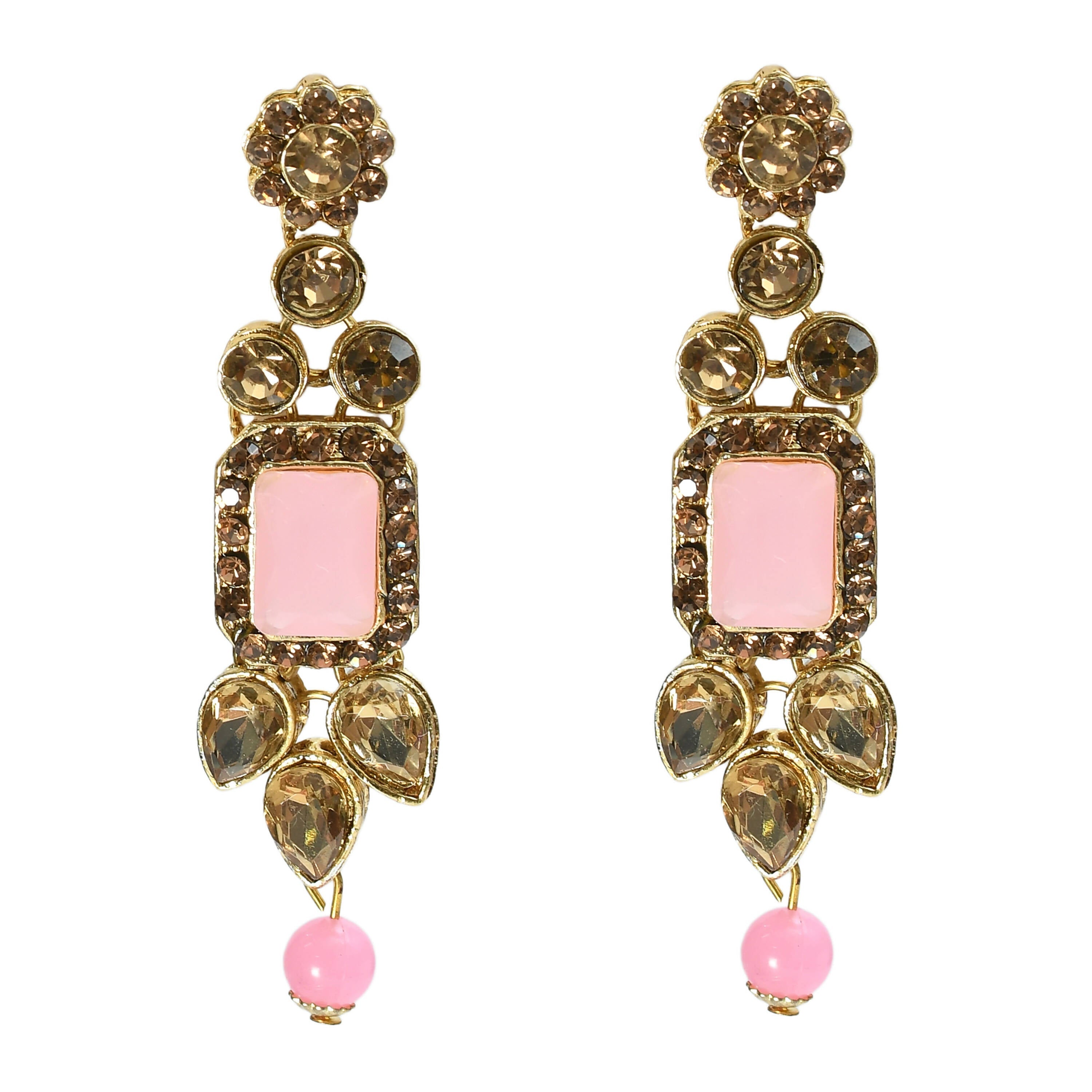 Mominos Fashion Johar Kamal Gold-Plated Brass Finish Kundan/Stone Choker For Women (Baby Pink) - Distacart