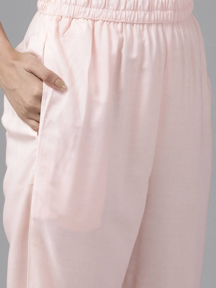 Yufta wine And beby pink Kurta And Palazzo Set