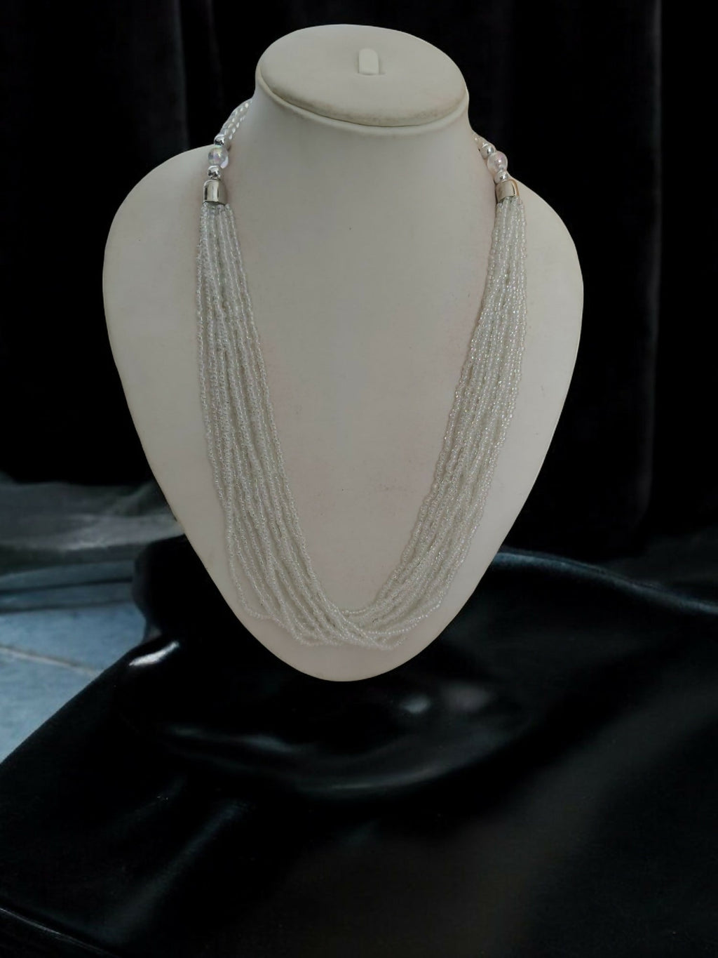 Inhanns Bloom Handmade Beaded Only Necklace - 12 Layers - Ivory