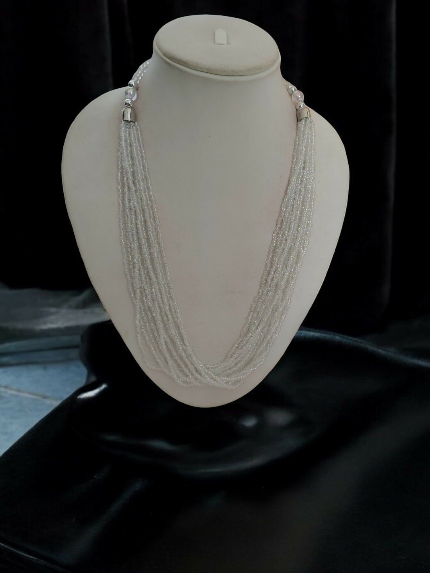 Inhanns Bloom Handmade Beaded Only Necklace - 12 Layers - Ivory