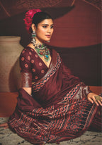 Joban Fashion Maroon Art Silk With Fine Viscose Border Ajrak Full Body Print With Soft Finish Saree - Distacart