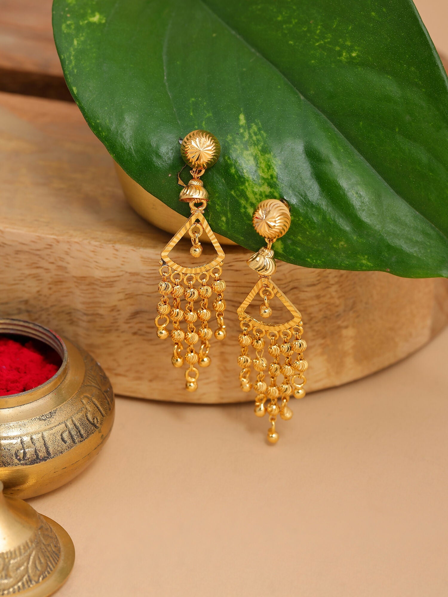 Ruby Raang Gold Dangler Earrings - Distacart