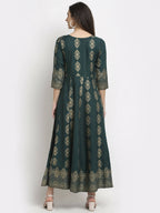 Rudra Bazaar Gold Printed Flared Anarkali kurti - Distacart