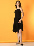 Myshka Women's Black Solid Party Dress - Distacart
