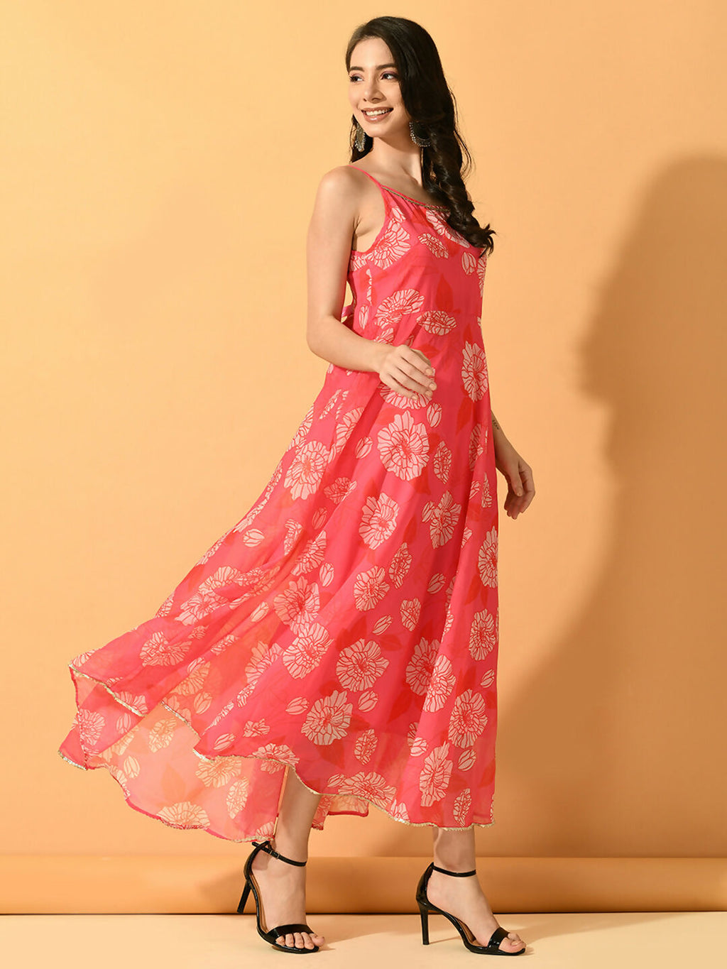 Myshka Women's Pink Fit and Flare Party Dress - Distacart