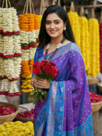 Shree Shyam Fashion Violet Pochampally Silk Saree - Distacart