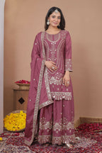 Teeya Creation Dark Onion Color Natural Crepe Silk Wedding Wear Trending Salwar Suit - Distacart