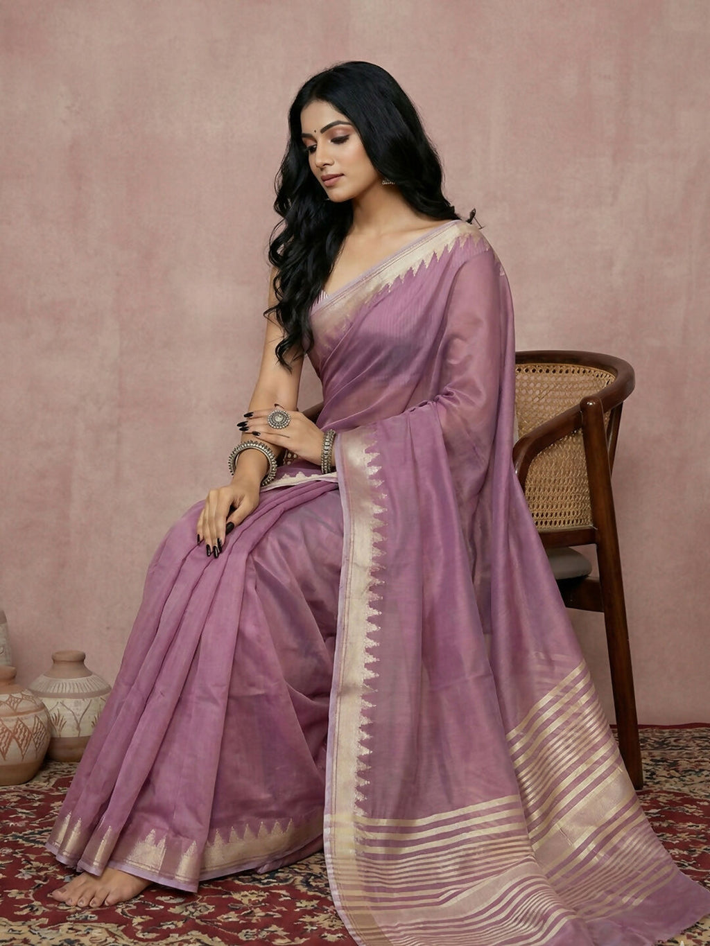 Shree Shyam Fashion Purple Cotton Saree - Distacart