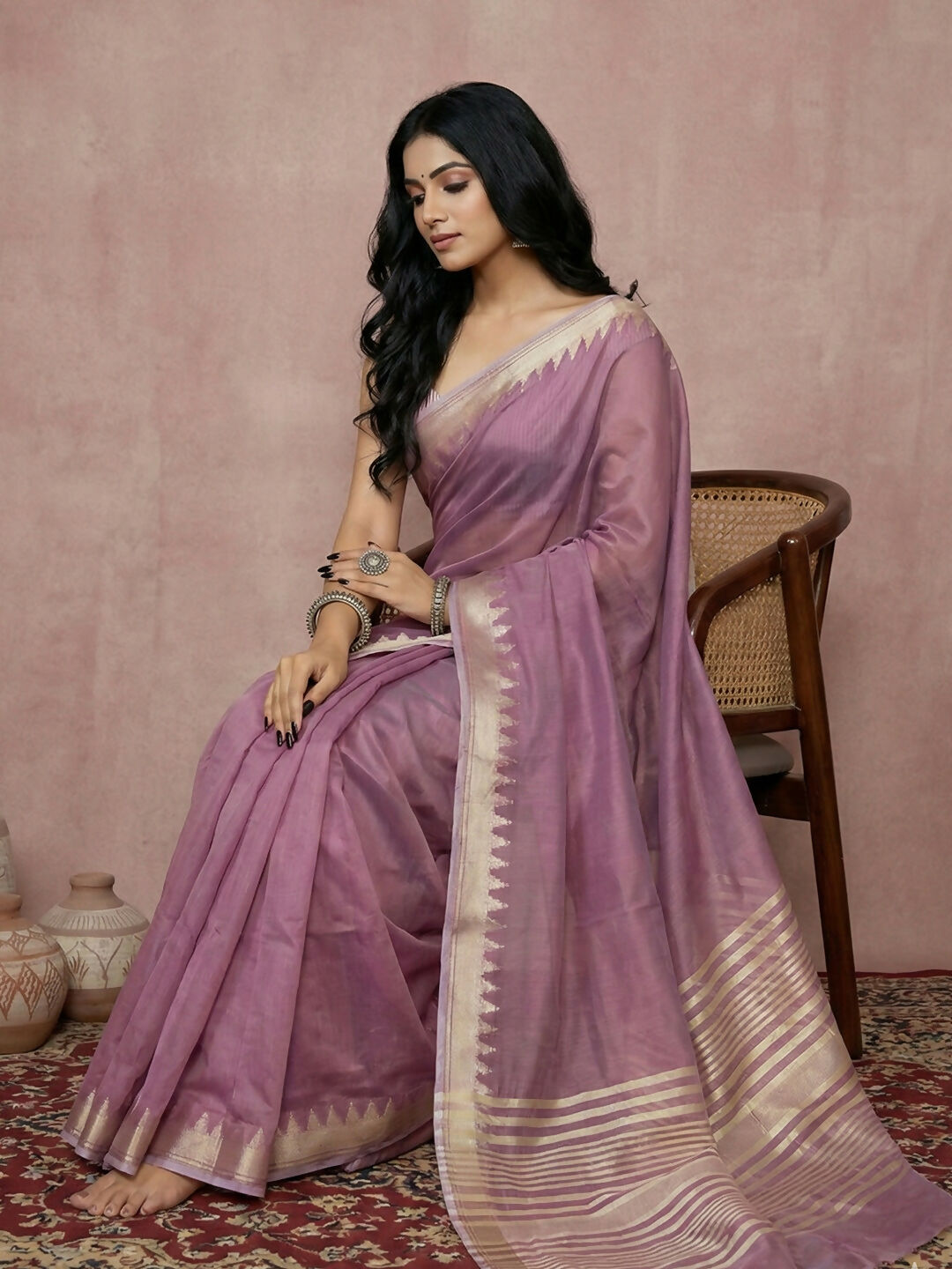 Shree Shyam Fashion Purple Cotton Saree - Distacart