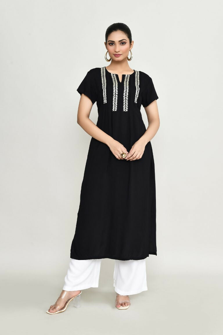 Joban Fashion Black Rayon Kurta Set