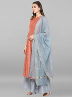 Janasya Women's Turquoise Green Cotton Flex Ikkat Kurta With Pant - Distacart