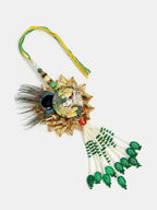 NVR Women & Men Set of 2 Green Radha Krishna Beaded Bhaiya Bhabhi Rakhi With Roli Chawal & Chocolate - Distacart