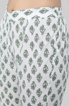Janasya Women's Light Green Cotton Floral Print Kurta With Pant And Dupatta - Distacart