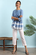 Janasya Women's Blue Cotton Striped Empire Top - Distacart