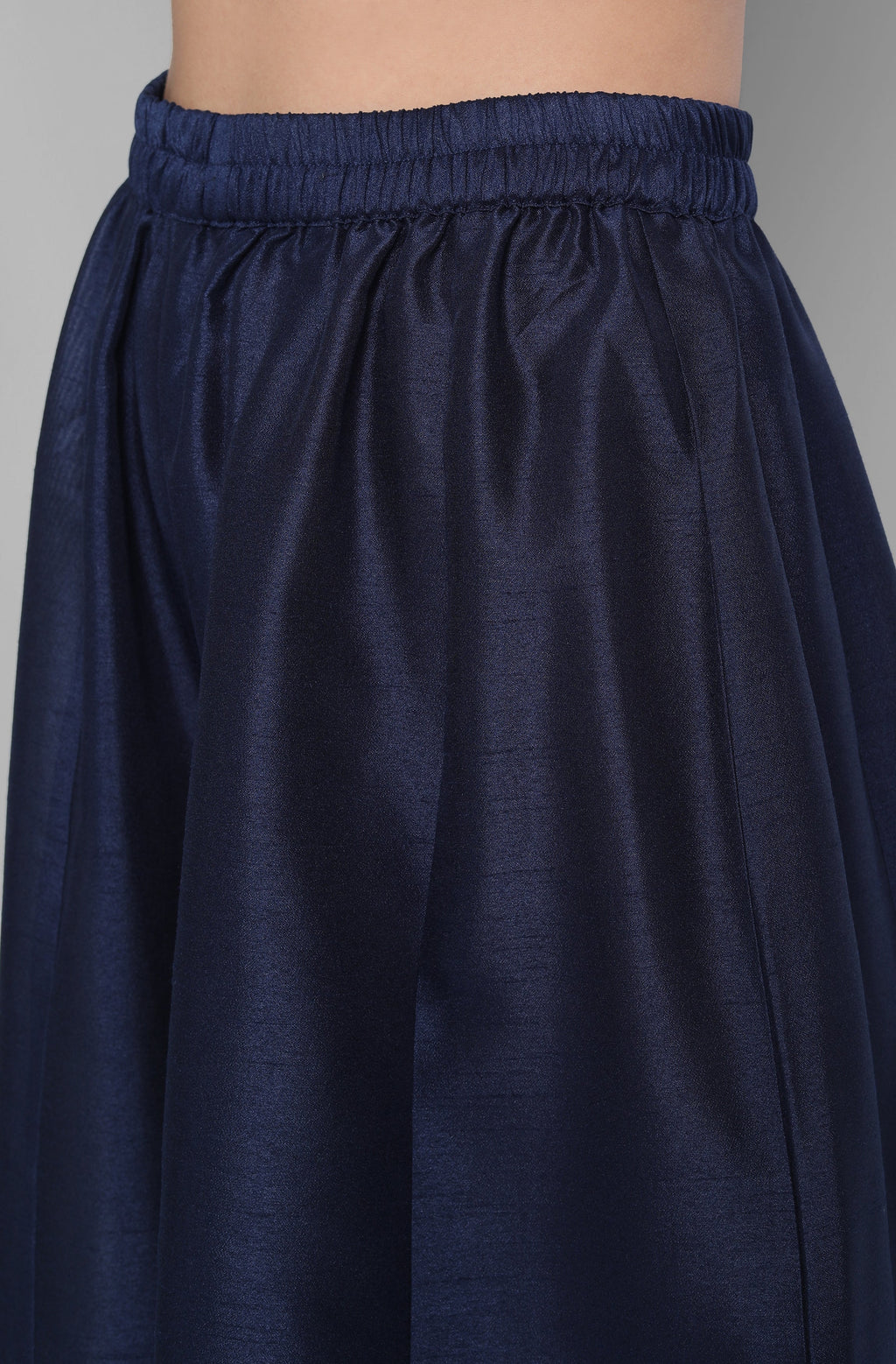Janasya Women's Blue Poly Muslin Embroidered Kurta With Palazzo And Dupatta - Distacart