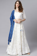 Janasya Women's White Poly Silk Floral Print Lehenga Choli With Dupatta - Distacart