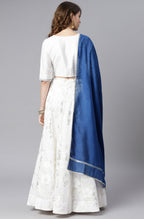 Janasya Women's White Poly Silk Floral Print Lehenga Choli With Dupatta - Distacart