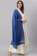 Janasya Women's Off- White Poly Silk Ethnic Motifs Kurta With Palazzo And Dupatta - Distacart
