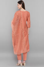 Janasya Women's Rose Gold Poly Muslin Embroidered Kurta With Pant And Dupatta - Distacart
