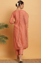 Janasya Women's Rose Gold Poly Muslin Embroidered Kurta With Pant And Dupatta - Distacart