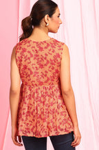 Janasya Women's Orange Poly Georgette Floral Print Regular Top - Distacart