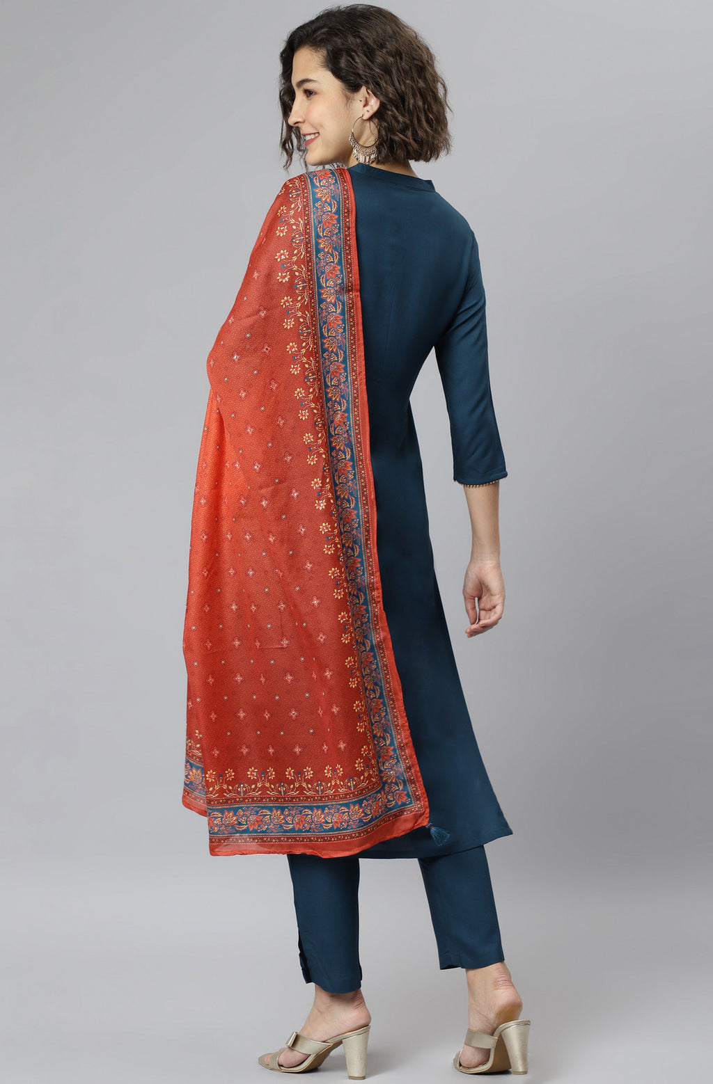 Janasya Women's Teal Rayon Solid Kurta With Pant And Dupatta - Distacart