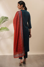 Janasya Women's Teal Rayon Solid Kurta With Pant And Dupatta - Distacart