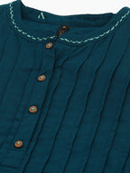 Janasya Women's Teal Cotton Solid A-line Western Dress - Distacart