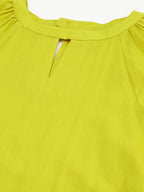 Janasya Women's Mustard Cotton Solid Drop-Waist Western Dress - Distacart