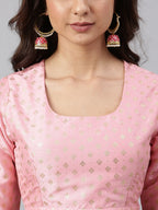 Janasya Women's Pink Poly Silk Gold Print Lehenga Choli With Dupatta - Distacart
