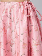 Janasya Women's Pink Poly Silk Gold Print Lehenga Choli With Dupatta - Distacart