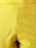 Janasya Women's Yellow Crepe Silk Solid Kurta With Pant - Distacart