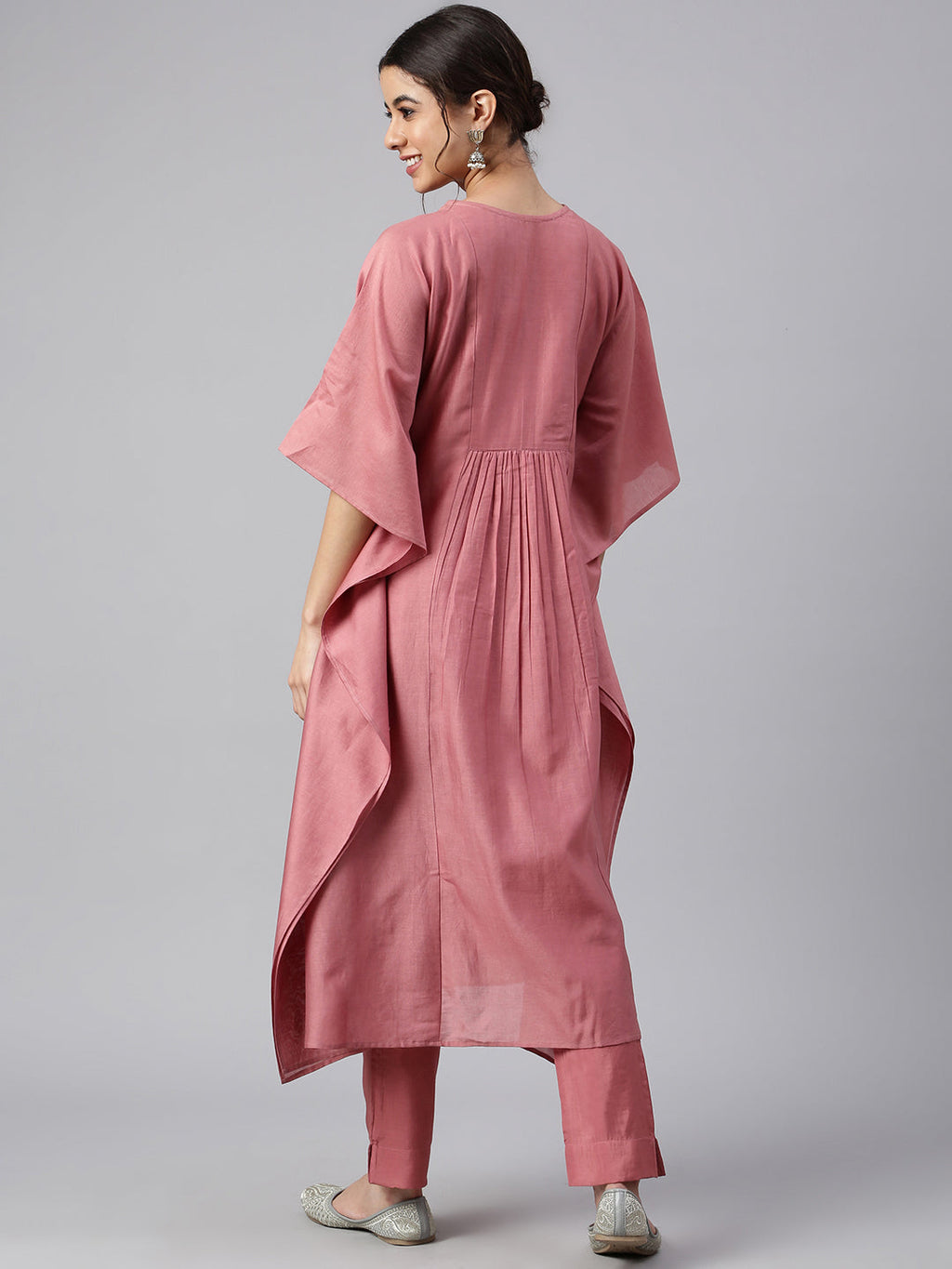 Janasya Women's Rose Red Polyester Solid Kurta With Pant - Distacart