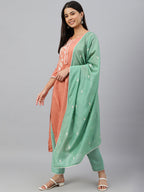 Janasya Women's Coral Poly Silk Floral Embroidery Kurta With Pant And Dupatta - Distacart