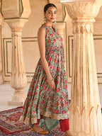 Janasya Women's Sea Green Cotton Floral Block Print Kurta With Pant And Dupatta - Distacart