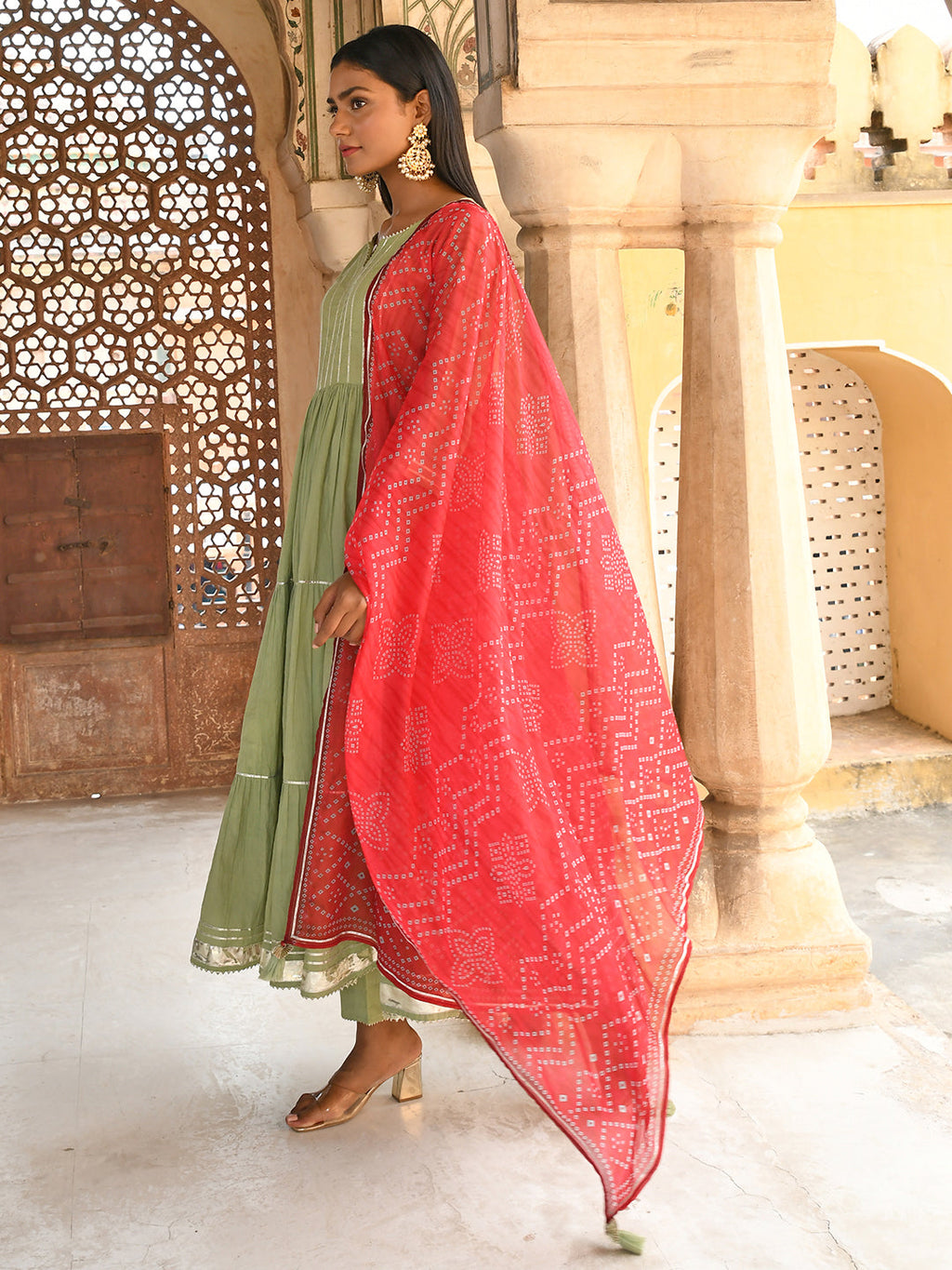 Janasya Women's Pastel Green Cotton Solid Kurta With Pant And Dupatta - Distacart
