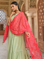 Janasya Women's Pastel Green Cotton Solid Kurta With Pant And Dupatta - Distacart