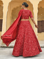 Janasya Women's Maroon Rayon Ethnic Motifs Foil Print Lehenga Choli With Dupatta - Distacart