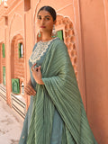 Janasya Women's Green Chinon Embroidered Kurta With Skirt And Dupatta - Distacart